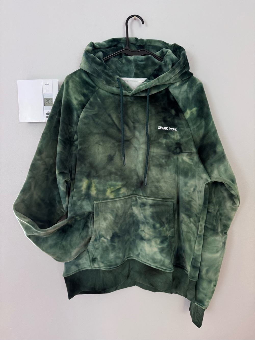 Men's Spark Paws Green Tie-Dye Soft Fleece Hoodie Sweater
